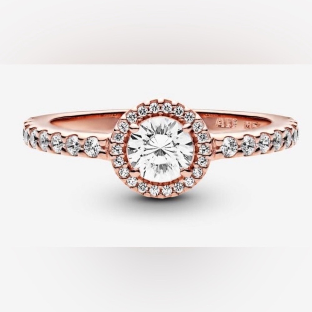 Pandora Rose Gold Ring with Sparkling Clear Stone